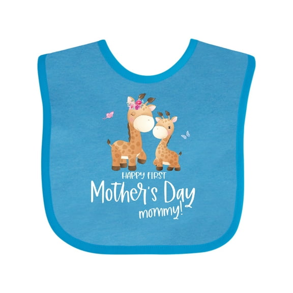 Inktastic Cute Giraffes Happy First Mother's Day Boys or Girls Baby Bib