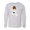 thumbnail image 1 of Inktastic Cute Girl, Brown Hair, Black Belt, Karate Pose Long Sleeve Youth T-Shirt, 1 of 5