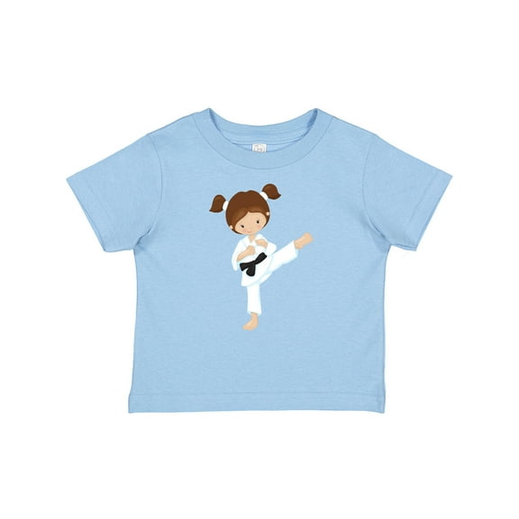 Inktastic Cute Girl, Brown Hair, Karate Pose, Black Belt Girls Baby T-Shirt
