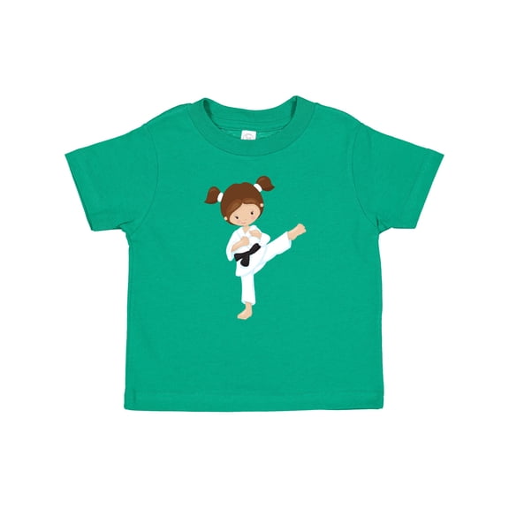 Inktastic Cute Girl, Brown Hair, Karate Pose, Black Belt Girls Baby T-Shirt
