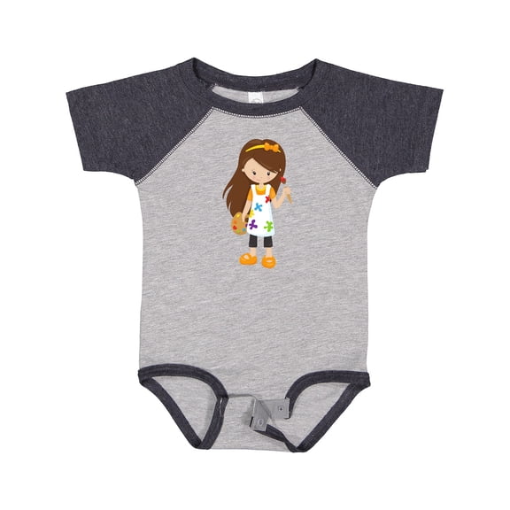 Inktastic Cute Girl, Brown Hair, Painter, Paint Artist Girls Baby Bodysuit