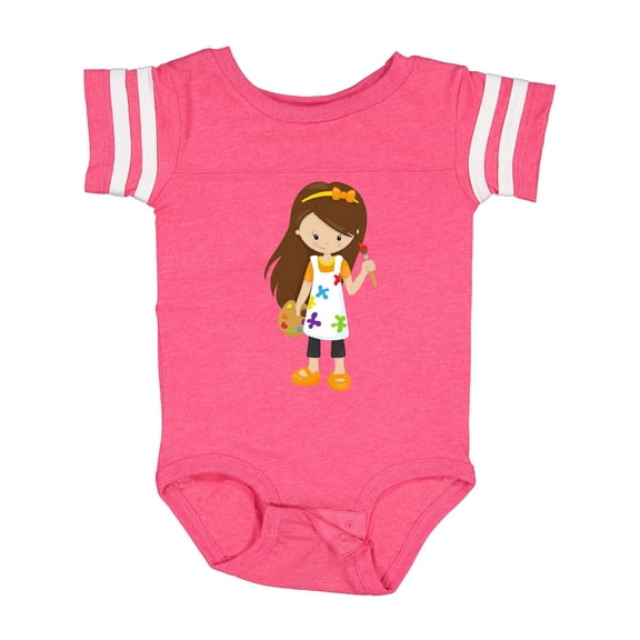 Inktastic Cute Girl, Brown Hair, Painter, Paint Artist Girls Baby Bodysuit