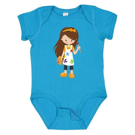 Inktastic Cute Girl, Brown Hair, Painter, Paint Artist Girls Baby Bodysuit
