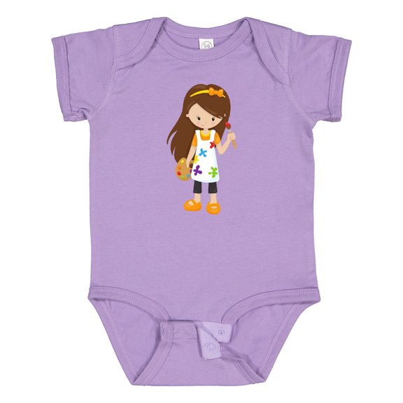 Inktastic Cute Girl, Brown Hair, Painter, Paint Artist Girls Baby Bodysuit