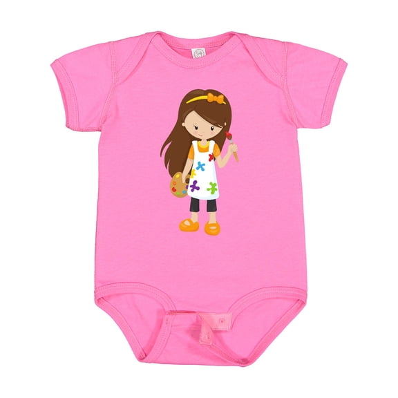 Inktastic Cute Girl, Brown Hair, Painter, Paint Artist Girls Baby Bodysuit