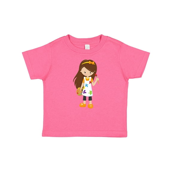 Inktastic Cute Girl, Brown Hair, Painter, Paint Artist Girls Baby T-Shirt