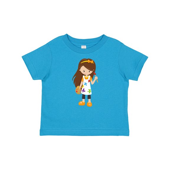 Inktastic Cute Girl, Brown Hair, Painter, Paint Artist Girls Baby T-Shirt