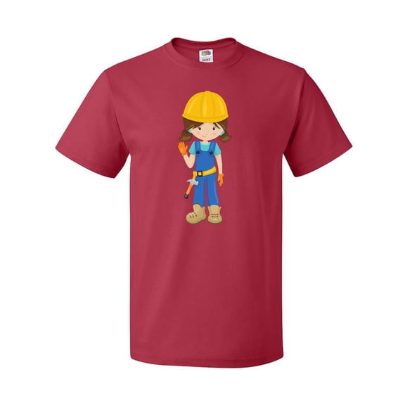 Inktastic Cute Girl, Construction Worker, Brown Hair T-Shirt