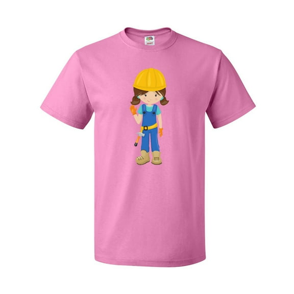 Inktastic Cute Girl, Construction Worker, Brown Hair T-Shirt