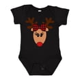 thumbnail image 1 of Inktastic Cute Girl Reindeer with Buffalo Plaid Bow Boys or Girls Baby Bodysuit, 1 of 5