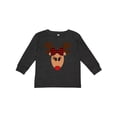 thumbnail image 1 of Inktastic Cute Girl Reindeer with Buffalo Plaid Bow Boys or Girls Long Sleeve Toddler T-Shirt, 1 of 5