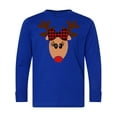 thumbnail image 1 of Inktastic Cute Girl Reindeer with Buffalo Plaid Bow Long Sleeve Youth T-Shirt, 1 of 5