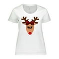 thumbnail image 1 of Inktastic Cute Girl Reindeer with Buffalo Plaid Bow Women's Plus Size T-Shirt, 1 of 5