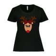 thumbnail image 1 of Inktastic Cute Girl Reindeer with Buffalo Plaid Bow Women's Plus Size T-Shirt, 1 of 5