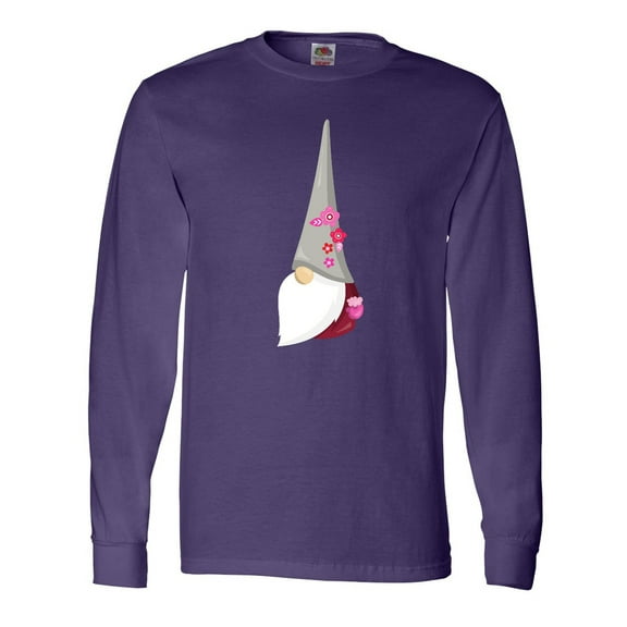 Inktastic Cute Gnome, Gnome With Flowers, Gnome With Hat Long Sleeve T-Shirt