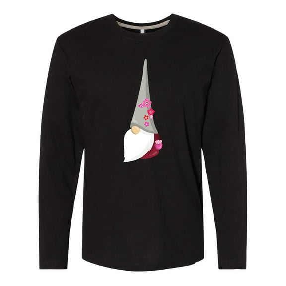 Inktastic Cute Gnome, Gnome With Flowers, Gnome With Hat Long Sleeve T-Shirt