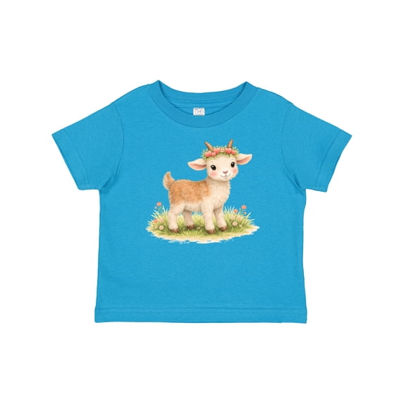 Inktastic Cute Goat with Flower Crown Boys or Girls Baby T-Shirt