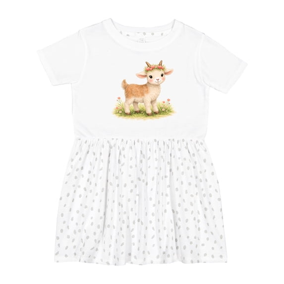 Inktastic Cute Goat with Flower Crown Girls Toddler Dress