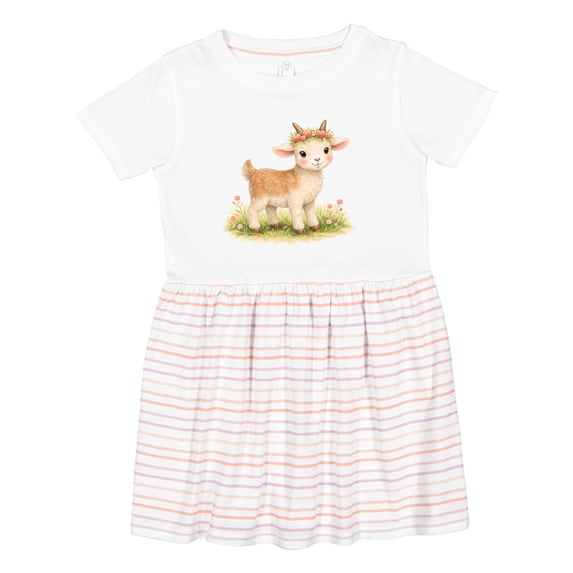 Inktastic Cute Goat with Flower Crown Girls Toddler Dress