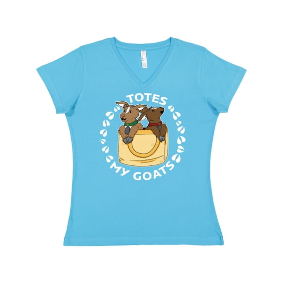 Inktastic Cute Goats Totes My Goats Women's V-Neck T-Shirt