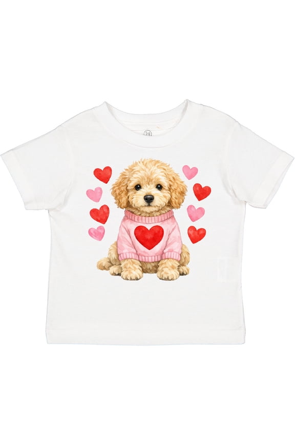Cute Golden Doodle Puppy Heart Valentine's Day Boys or Girls Toddler T-Shirt