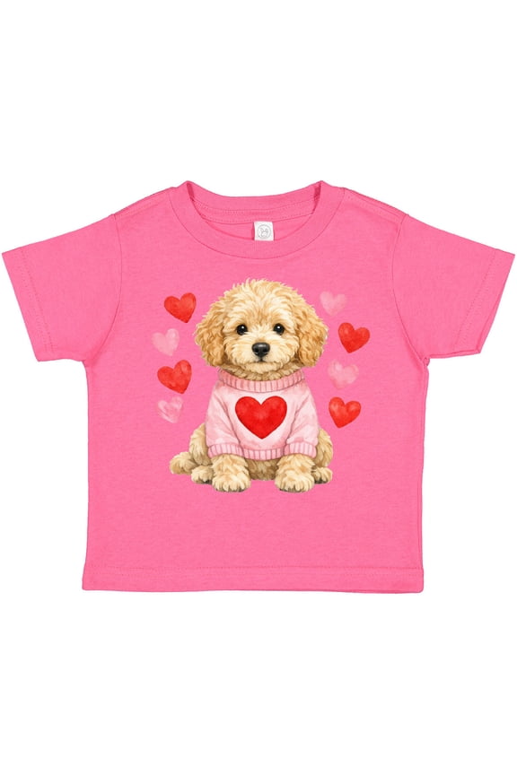 Cute Golden Doodle Puppy Heart Valentine's Day Boys or Girls Toddler T-Shirt