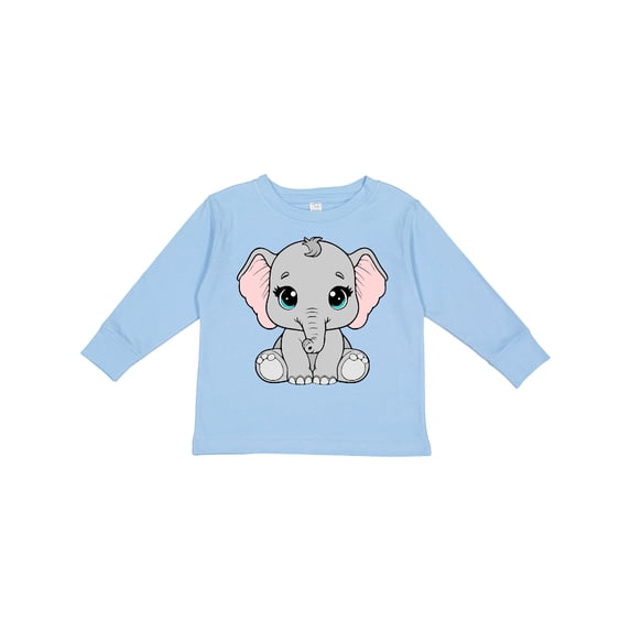 Inktastic Cute Gray Elephant Boys or Girls Long Sleeve Toddler T-Shirt