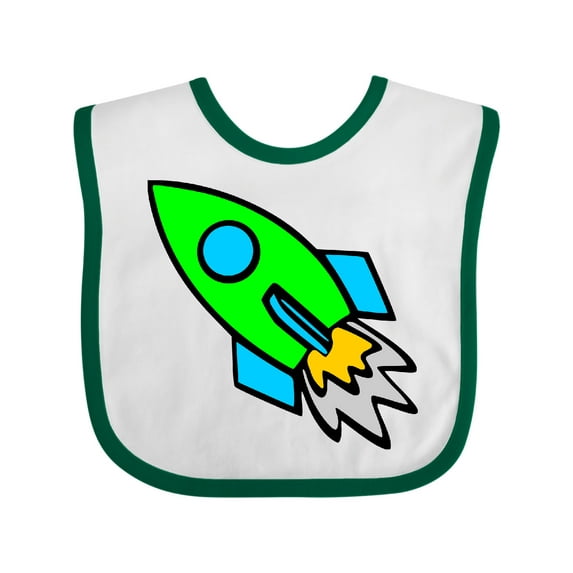 Inktastic Cute Green Rocket Boys or Girls Baby Bib