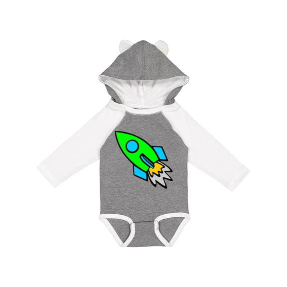 Inktastic Cute Green Rocket Boys or Girls Long Sleeve Baby Bodysuit