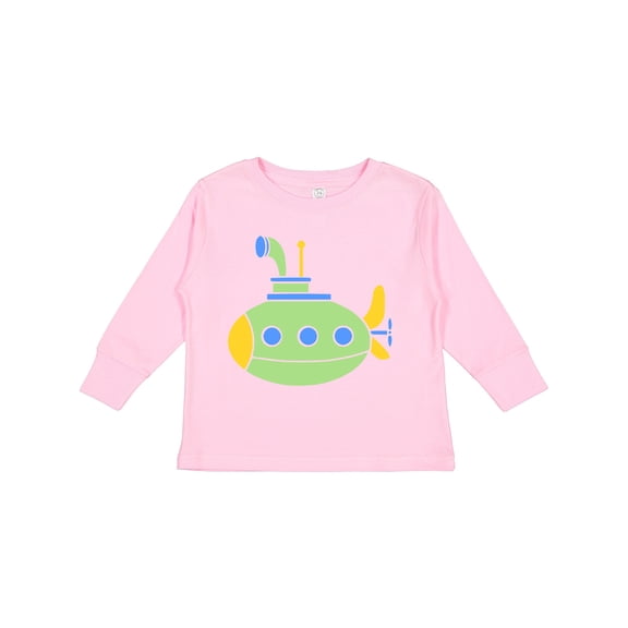 Inktastic Cute Green Submarine Boys or Girls Long Sleeve Toddler T-Shirt