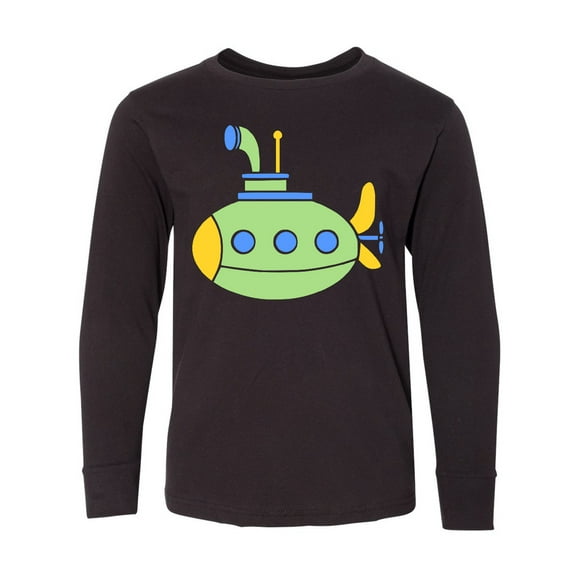 Inktastic Cute Green Submarine Long Sleeve Youth T-Shirt