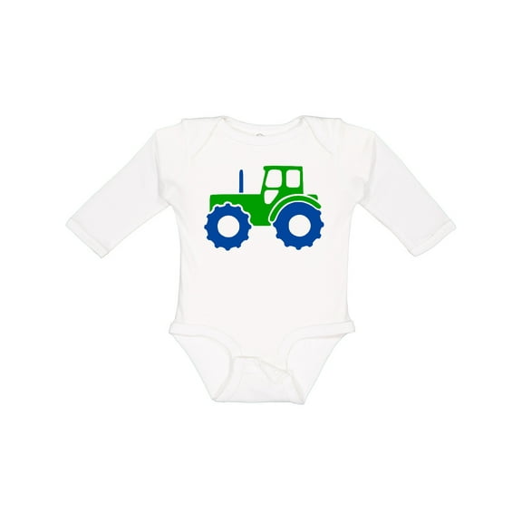 Inktastic Cute Green Tractor Boys or Girls Long Sleeve Baby Bodysuit