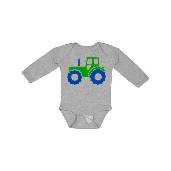 Inktastic Cute Green Tractor Boys or Girls Long Sleeve Baby Bodysuit