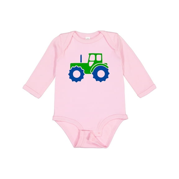 Inktastic Cute Green Tractor Boys or Girls Long Sleeve Baby Bodysuit