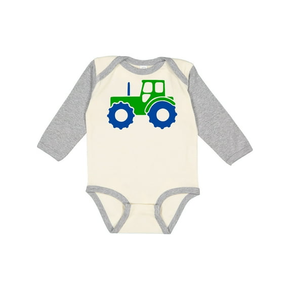 Inktastic Cute Green Tractor Boys or Girls Long Sleeve Baby Bodysuit