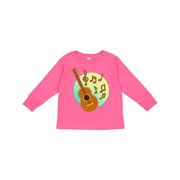 Inktastic Cute Guitar with Musical Notes Boys or Girls Long Sleeve Toddler T-Shirt