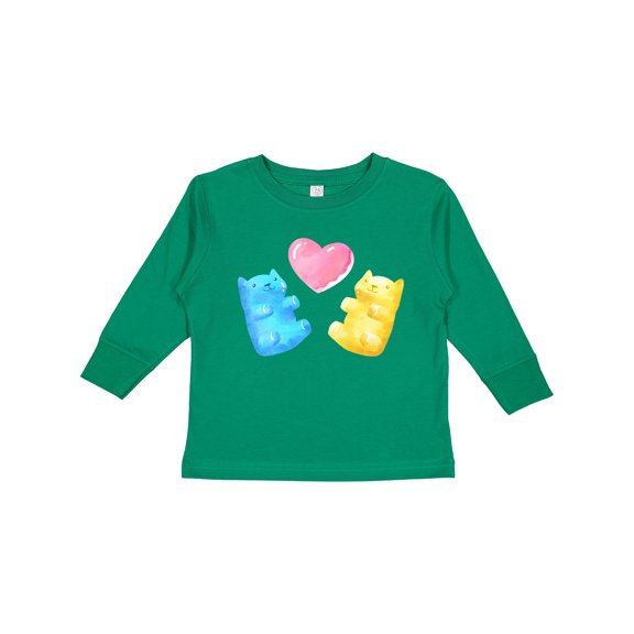 Inktastic Cute Gummy Bears and Heart Boys or Girls Long Sleeve Toddler T-Shirt