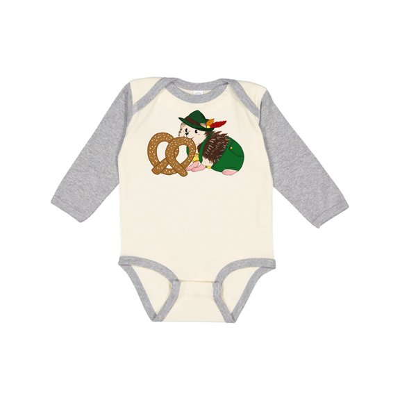 Inktastic Cute Hedgehog with Pretzel Boys or Girls Long Sleeve Baby Bodysuit