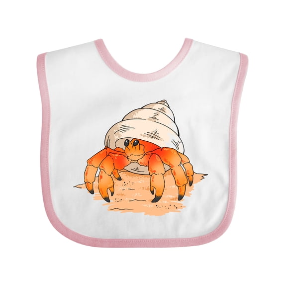 Inktastic Cute Hermit Crab on Beach Boys or Girls Baby Bib