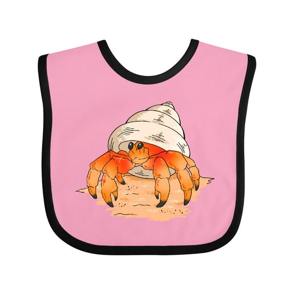 Inktastic Cute Hermit Crab on Beach Boys or Girls Baby Bib
