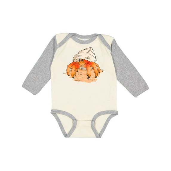 Inktastic Cute Hermit Crab on Beach Boys or Girls Long Sleeve Baby Bodysuit