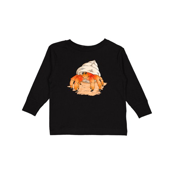 Inktastic Cute Hermit Crab on Beach Boys or Girls Long Sleeve Toddler T-Shirt