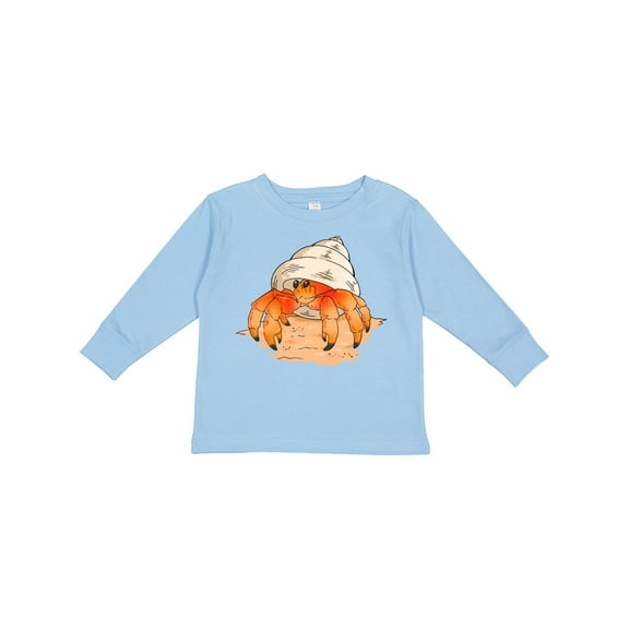 Inktastic Cute Hermit Crab on Beach Boys or Girls Long Sleeve Toddler T-Shirt