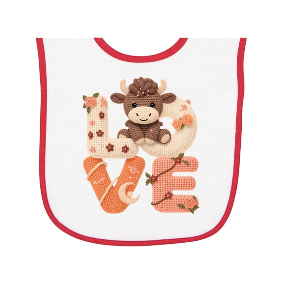Inktastic Cute Highland Cow Love Crochet Style Baby Terry Cloth Bib