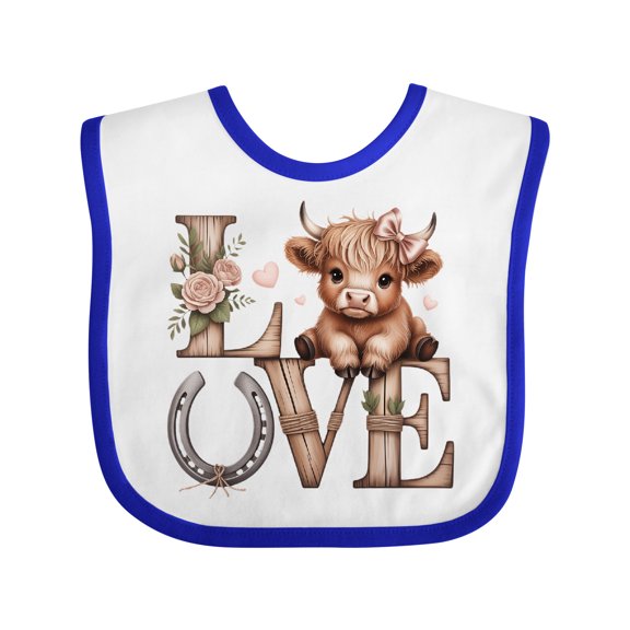 Inktastic Cute Highland Cow Love Floral Boys or Girls Baby Bib