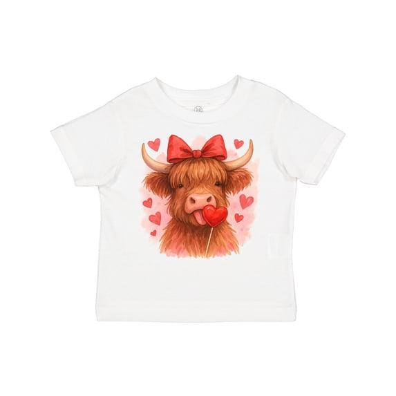 Inktastic Cute Highland Cow with Heart Lollipop Red Bow Boys or Girls Toddler T-Shirt
