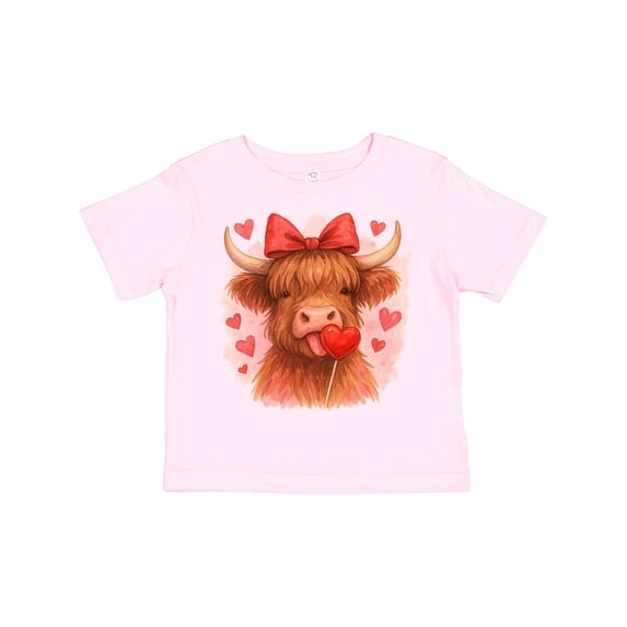 Inktastic Cute Highland Cow with Heart Lollipop Red Bow Boys or Girls Toddler T-Shirt