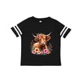 thumbnail image 1 of Inktastic Cute Highland Cow with Roses Floral Scottish Farm Western Boys or Girls Toddler T-Shirt, 1 of 5