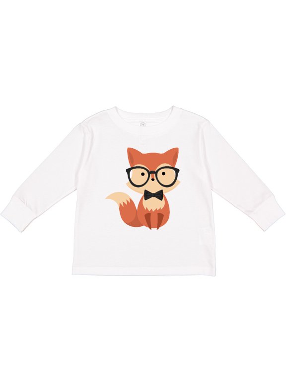 Cute Hipster Fox Boys or Girls Long Sleeve Toddler T-Shirt