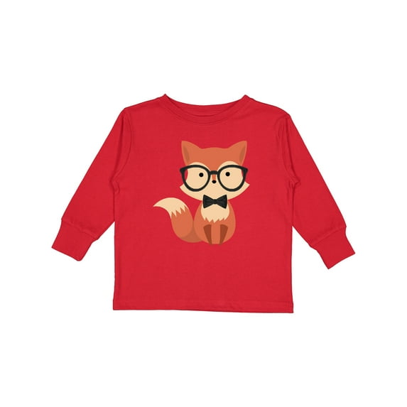 Inktastic Cute Hipster Fox Boys or Girls Long Sleeve Toddler T-Shirt